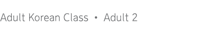 Adult Korean Class   Adult 2