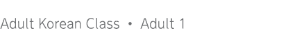 Adult Korean Class   Adult 1